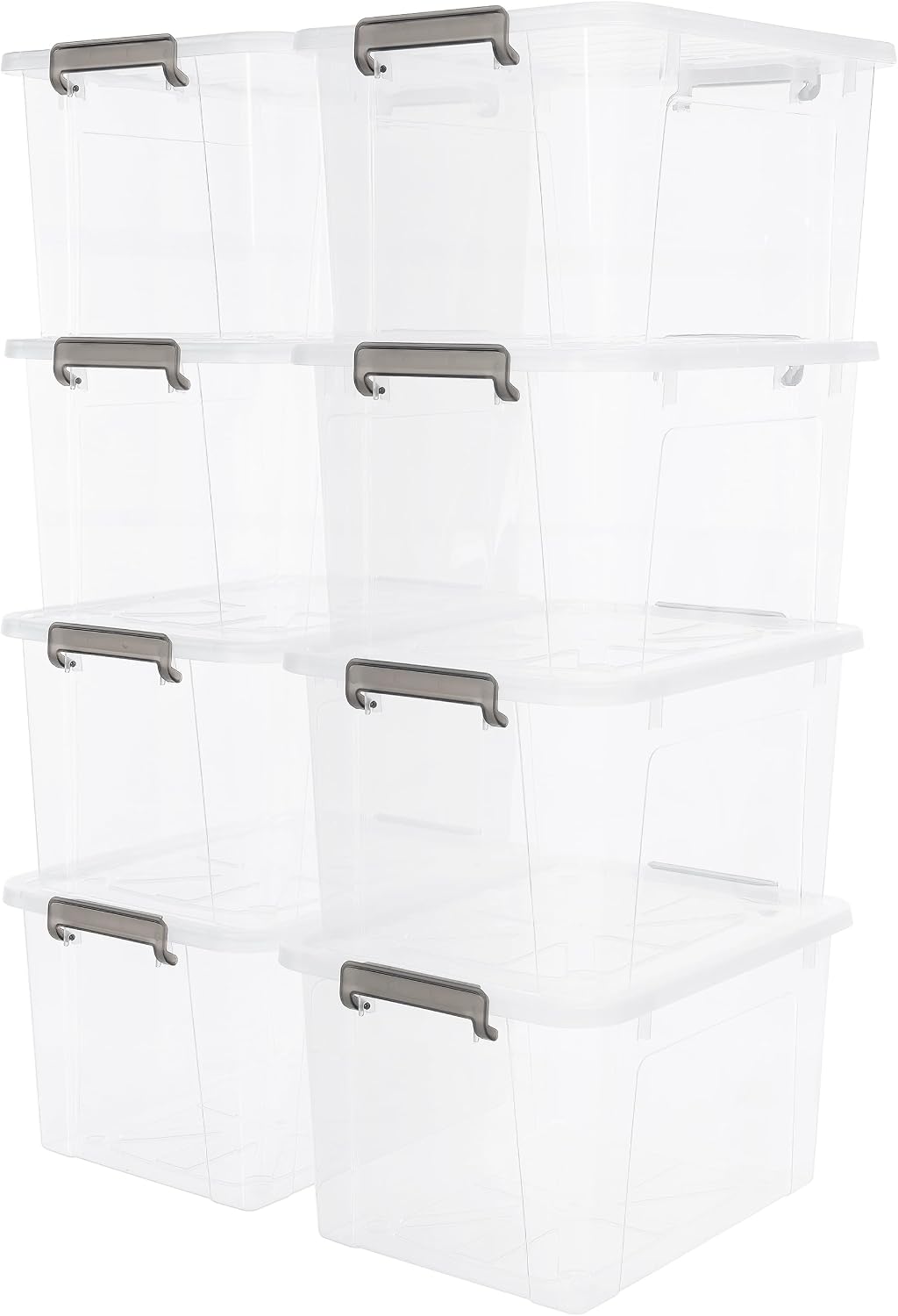 Citylife 32 QT Plastic Storage Bins with Latching Lids Stackable Storage Containers for Organizing Large Clear Storage Box for Garage, Closet, Kitchen, 4 Packs