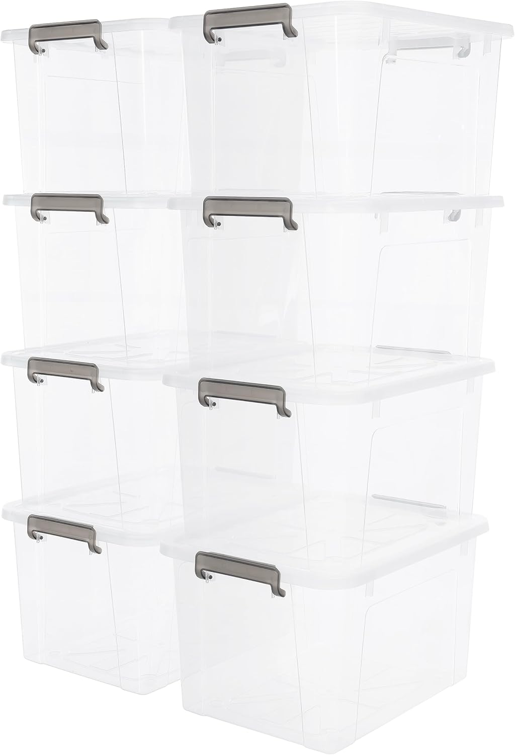 Citylife 32 QT Plastic Storage Bins with Latching Lids Stackable Storage Containers for Organizing Large Clear Storage Box for Garage, Closet, Kitchen, 4 Packs