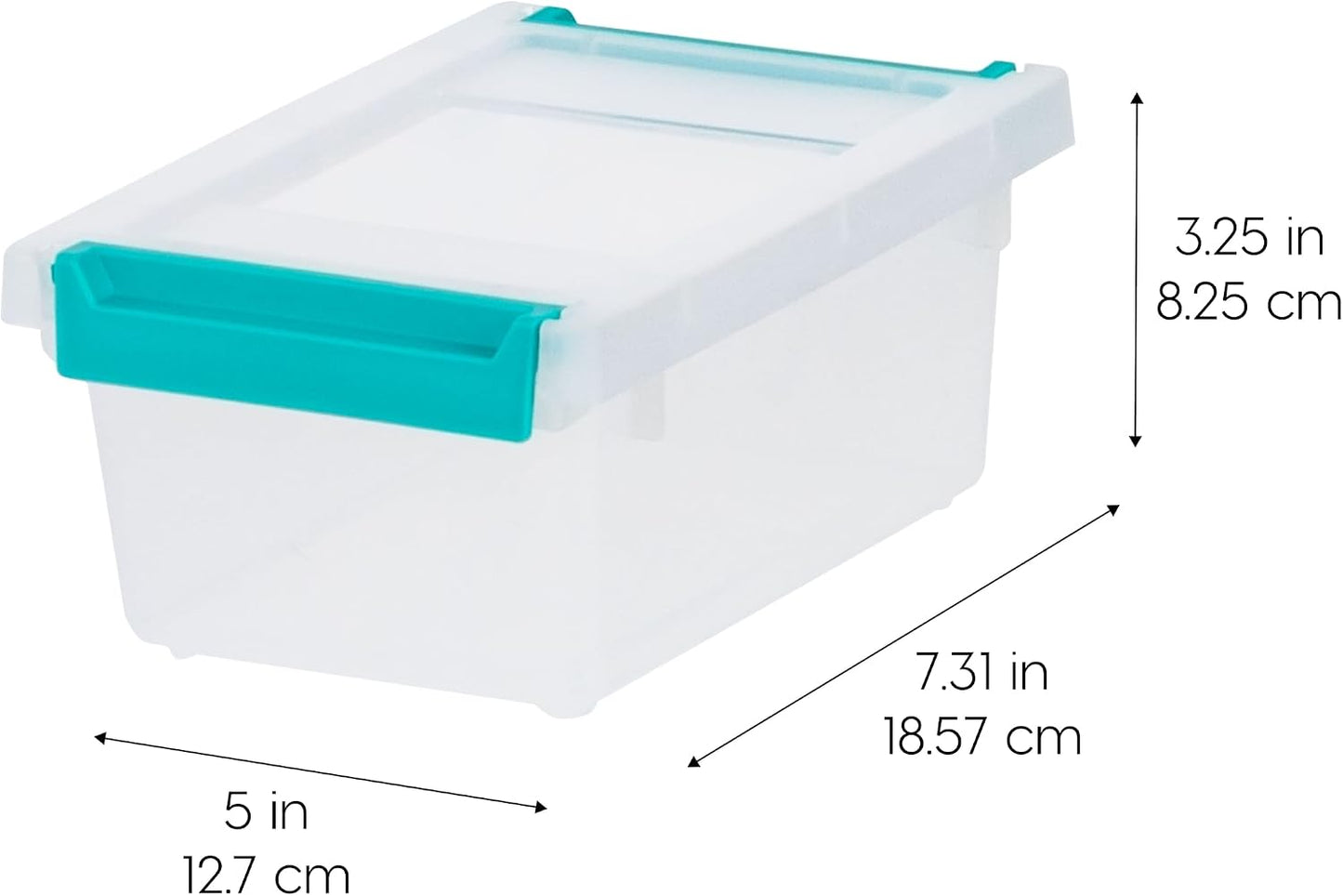IRIS USA 12 Qt. Craft Storage Bins with Lids, 4-Pack, |Made in USA|, Clip Box, Medium Plastic Sensory Bin Tote Organizer Containers for Art Supplies, Paper, & Office, Stackable - Clear/Seafoam Blue