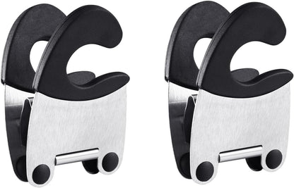 2pcs Stainless Steel Pot Clips Spoon Rest Holder Black