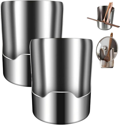 2 Pcs Multi-Functional Kitchen Utensil Holder, Pot Lid & Spoon Rack