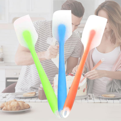 Silicone Spoon Spatula Set Food Grade Kitchen Utensils Heat Resistant Rubber Kitchen One Piece Seamless Design Cooking Spatula for Scraping,Mixing,Pancake,Dishwasher Safe,4 Packs,Blue/Orange/Green/Red