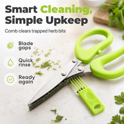 5-Blade Stainless Steel Herb Scissors for Chopping Basil,Chive,Parsley，Mix