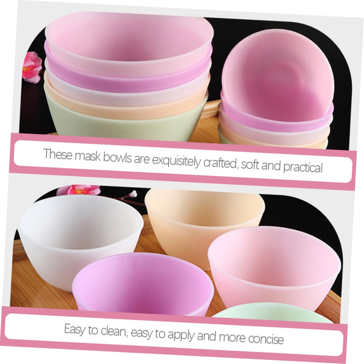 Didiseaon Silicone Mask Mixing Bowl Set 5pcs Facial Mask Mixing Bowl Spa Supplies Non-slip Easy to Clean