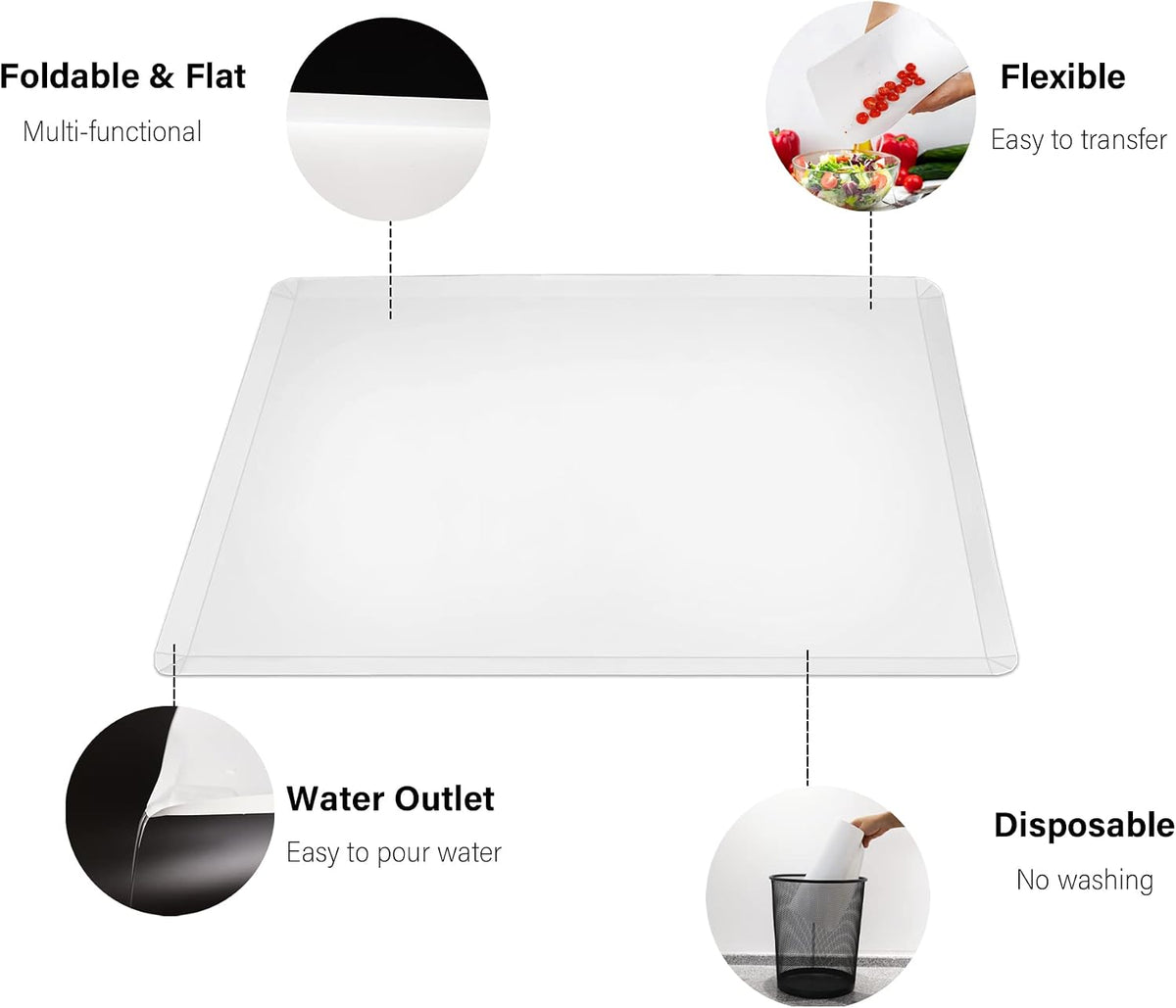 ZVP Disposable Cutting Boards, Collapsible Cutting Board Sheet with Built-in Crease, Flexible Plastic Cutting Mat for Kitchen and Commercial Use, 17 x 12 In White