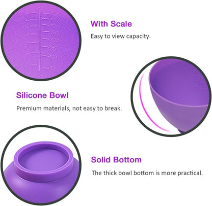 Silicone Mixing Bowl for Melting Chocolate, 6PCS (Green, Grey, White)