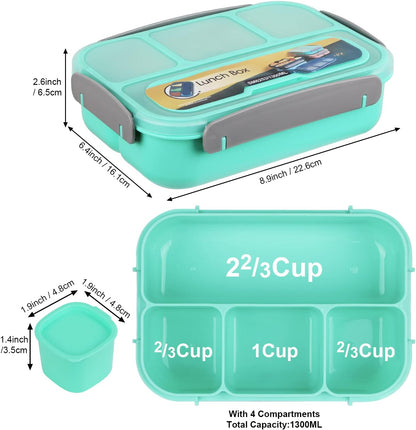 MaMix Bento Box Adult Lunch Box, Lunch Box Kids, Lunch Containers for Adults/Kids/Students,1300ML-4 Compartment Bento Box (purple)