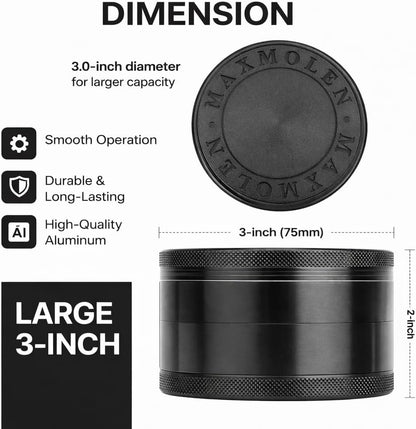 Large Manual Kitchen Spice & Seasoning Grinder, Dual Grind Plates for Fine & Medium Seasoning Texture