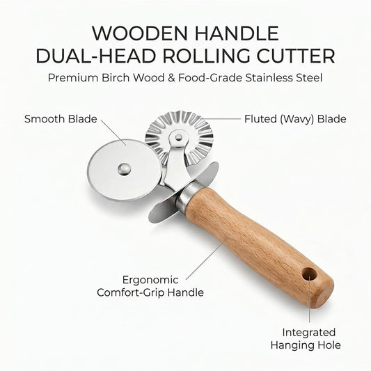 Dual Head Baking Tool 2 In 1 Pastry Cutter Wheel Dough Lattice Roller for Home Kitchen Pie Crust Pizza Pasta Cookie Baking Making