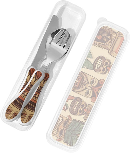 3-Piece Kids Silverware Set With Storage Case, Stainless Steel Reusable Children Safe Knife Spoon Fork Set Ocean Sea Animal Shark Children Flatware Set For Kids Lunch Box