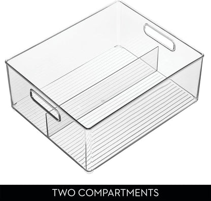 iDesign Divided Pantry Bin for Kitchen Storage - Organize Snacks and Produce - Clear