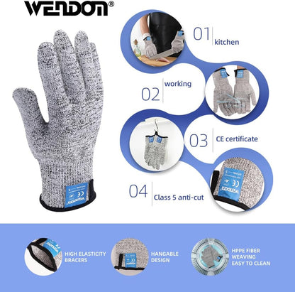 Oyster Knife Shucker Set Oyster Shucking Knife and Gloves Cut Resistant Level 5 Protection Seafood Opener Kit Tools Gift(2knifes+2Glove+1Cloth)
