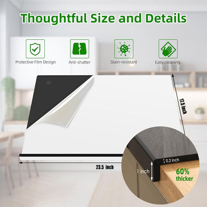SWSKR Acrylic Cutting Board with Counter Lip,17.5"x13.5" Clear Cutting Board for Kitchen Countertop,Non-Slip,60% Thicker,Perfect for Bread,Meat,Veggies & More,Great Kitchen Essential Gadgets & Decor