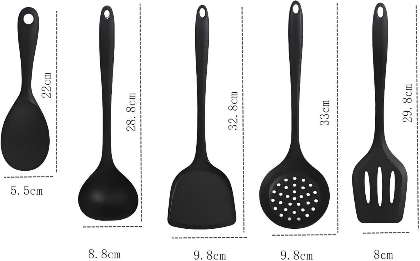 Silicone Cooking Utensil Set - 5 Piece, Black