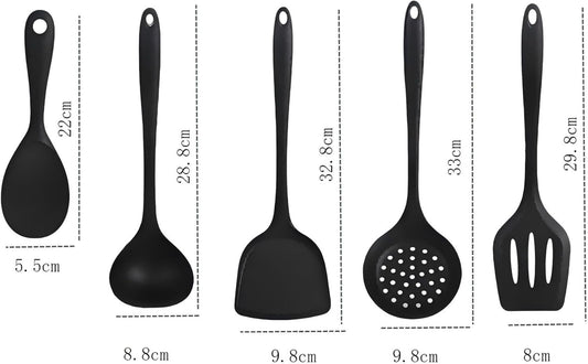 Silicone Cooking Utensil Set - 5 Piece, Black