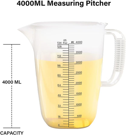 Luvan 34OZ/1000ML Glass Measuring Cup, 4 Cup Glass Measuring Cups With 3 Scales (Ml/Oz/Cup), High Borosilicate Measuring Cup With Handle and V-Shaped Spout, Dishwasher/Freezer/Microwave Safe