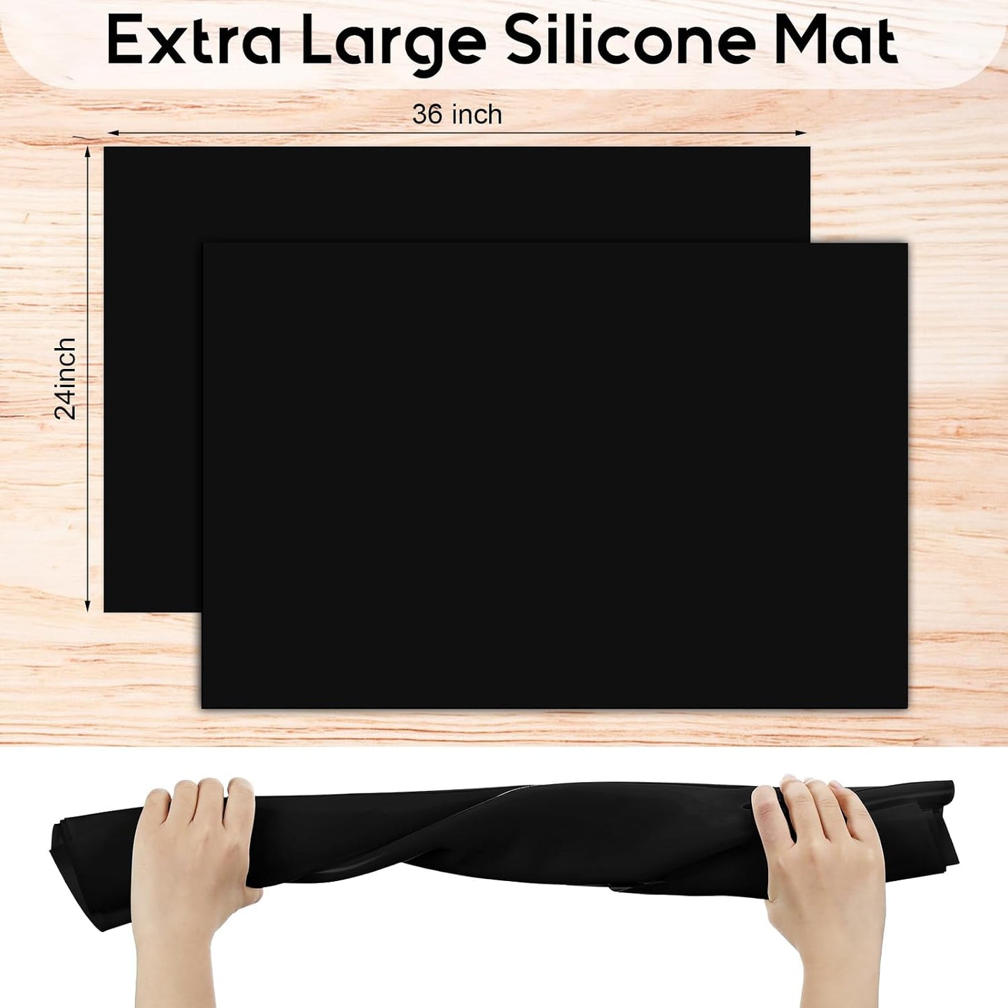 Hushee 2 Pack Extra Large Silicone Mat Place Mats Table Protector Craft Heat Resistant Mat for Kitchen, Painting(White,24 x 36 Inches)