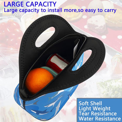 FlowFly Neoprene kids Lunch box Insulated Soft Bag Mini Cooler Thermal Meal Tote Kit for Boys, Girls,Men,Women,School,Work, Office,Black