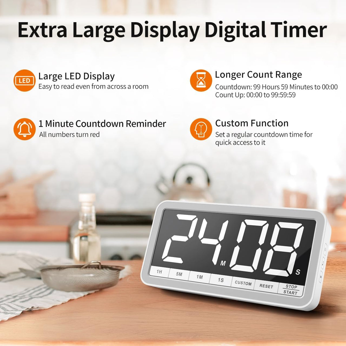 VOCOO Large 7.8" Digital Timer, Magnetic LED Timer for Kitchen & Classroom