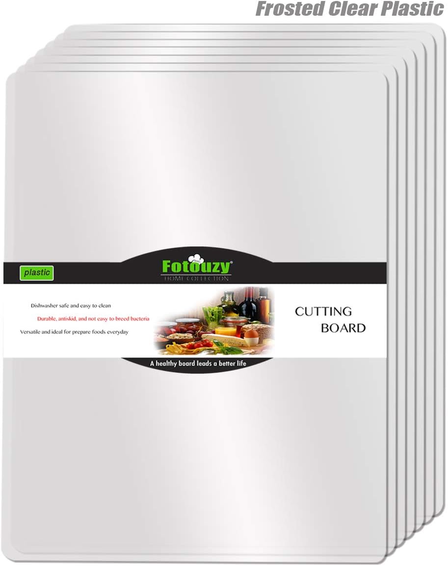 Fotouzy Plastic Cutting Boards for Kitchen, Flexible Cutting Mats Set of 7, BPA-Free, Non-Porous, Dishwasher Safe, 15x12 In, 7 Translucent Colors