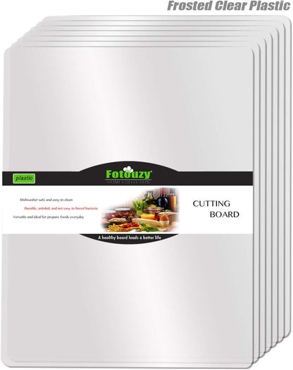 Fotouzy Plastic Cutting Boards for Kitchen, Flexible Cutting Mats Set of 7, BPA-Free, Non-Porous, Dishwasher Safe, 15x12 In, 7 Translucent Colors