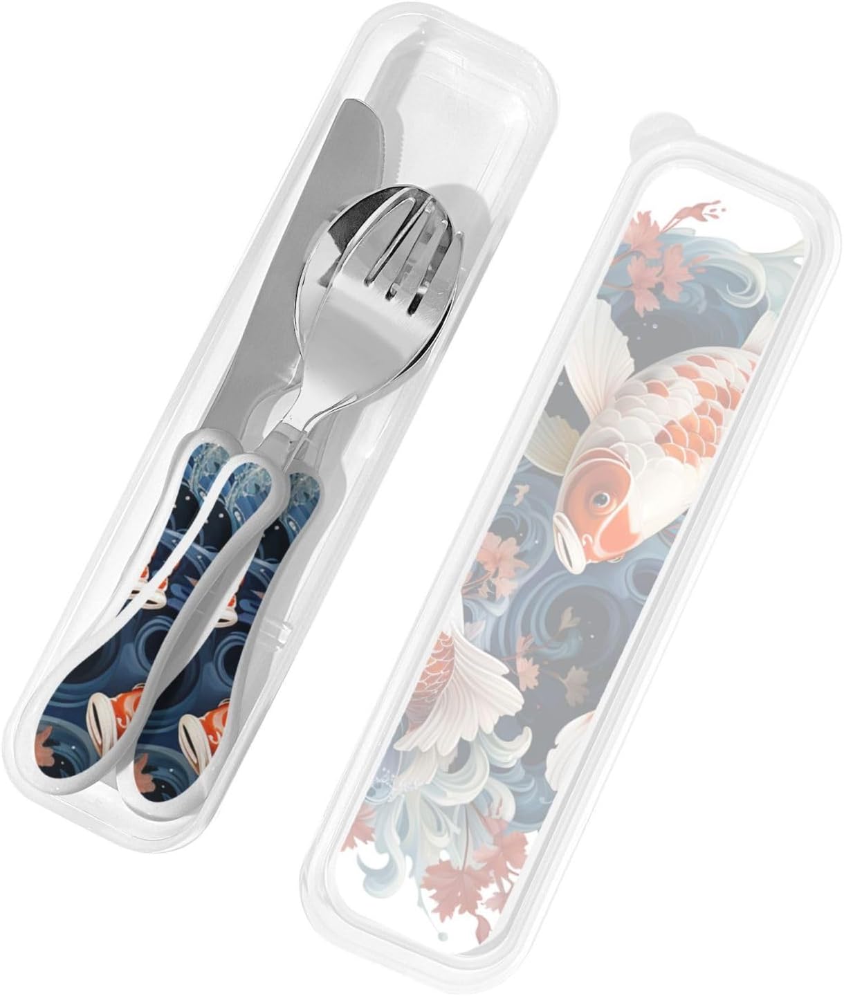 3-Piece Kids Silverware Set With Storage Case, Stainless Steel Reusable Children Safe Knife Spoon Fork Set Blue Active Girl Running Sunset Children Flatware Set For Kids Lunch Box - Colors A