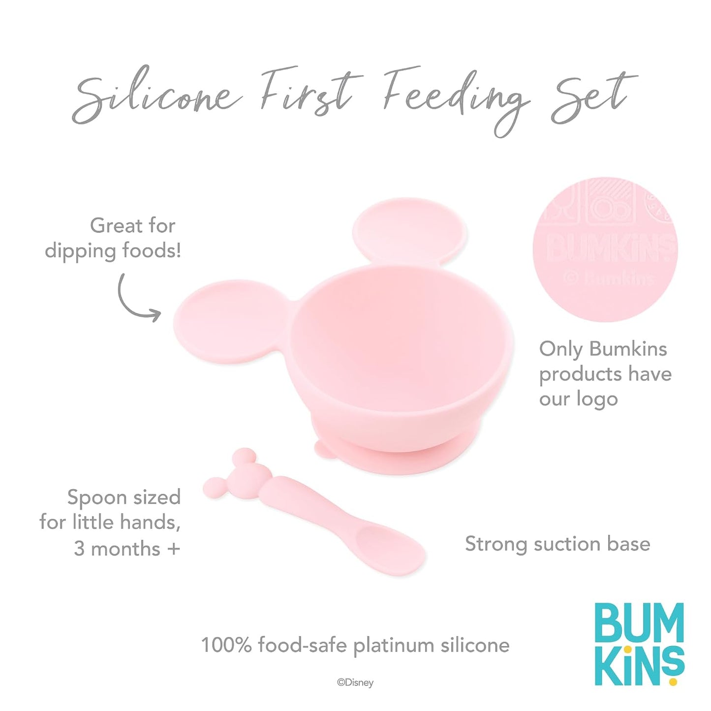 Bumkins Baby Bowl, Silicone Feeding Set with Suction for Baby and Toddler, Includes Spoon and Lid, First Feeding Set, Training Essentials for Baby Led Weaning for Babies 4 Months Up, Sage