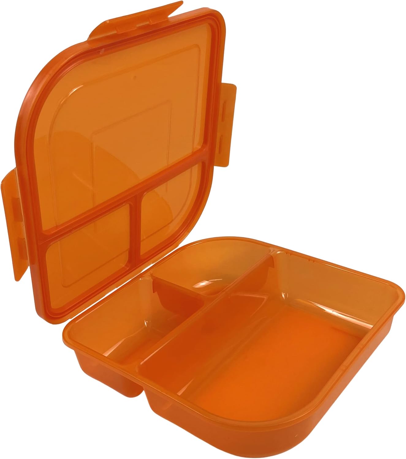 Large To-Go 3-Compartment Food Container, 9-3/8" X 9-3/8" X 2-1/2", Reusable, Microwave Safe, Smoke/Red