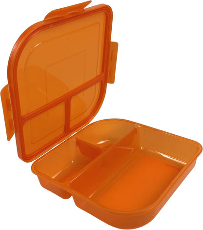 Large To-Go 3-Compartment Food Container, 9-3/8" X 9-3/8" X 2-1/2", Reusable, Microwave Safe, Smoke/Red
