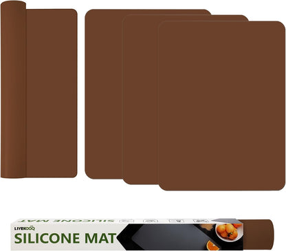 Silicone Mat for Kitchen Counter, Silicone Mat Trimable to Size (Black, 15.7×11.8inch-2pcs), BPA-Free Silicone Placemat, Heat-Resistant NonSlip Table Mat for Air Fryer, Countertop Protector Mat