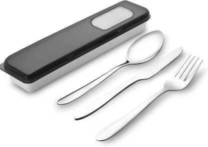 Reusable Travel Utensils with Case, 4pcs Portable Cutlery Set, Knives Fork and Spoon Set for Lunch Box, Portable Silverware Set for Travel Camping Picnic Hiking Office