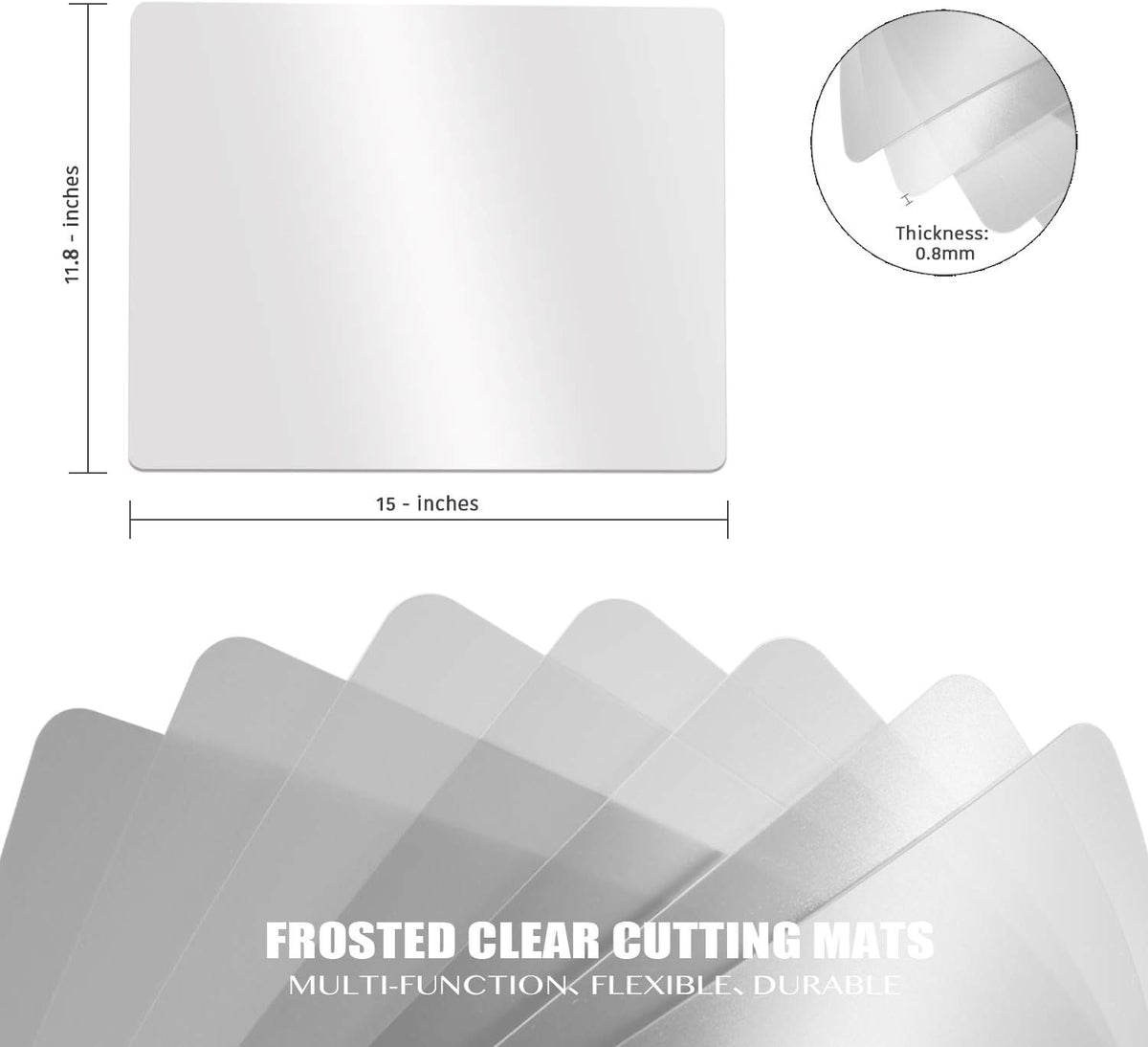 Fotouzy Plastic Cutting Boards for Kitchen, Flexible Cutting Mats Set of 7, BPA-Free, Non-Porous, Dishwasher Safe, 15x12 In, 7 Translucent Colors