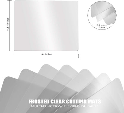 Fotouzy Plastic Cutting Boards for Kitchen, Flexible Cutting Mats Set of 7, BPA-Free, Non-Porous, Dishwasher Safe, 15x12 In, 7 Translucent Colors