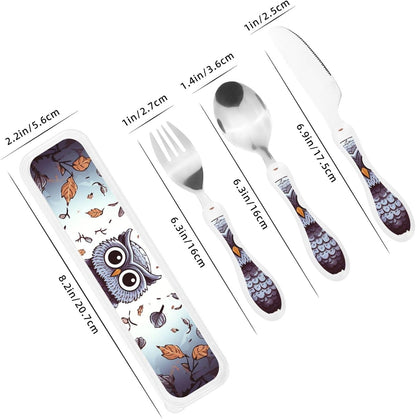 3-Piece Kids Silverware Set With Storage Case, Stainless Steel Reusable Children Safe Knife Spoon Fork Set Long Haired Dachshund Children Flatware Set For Kids Lunch Box