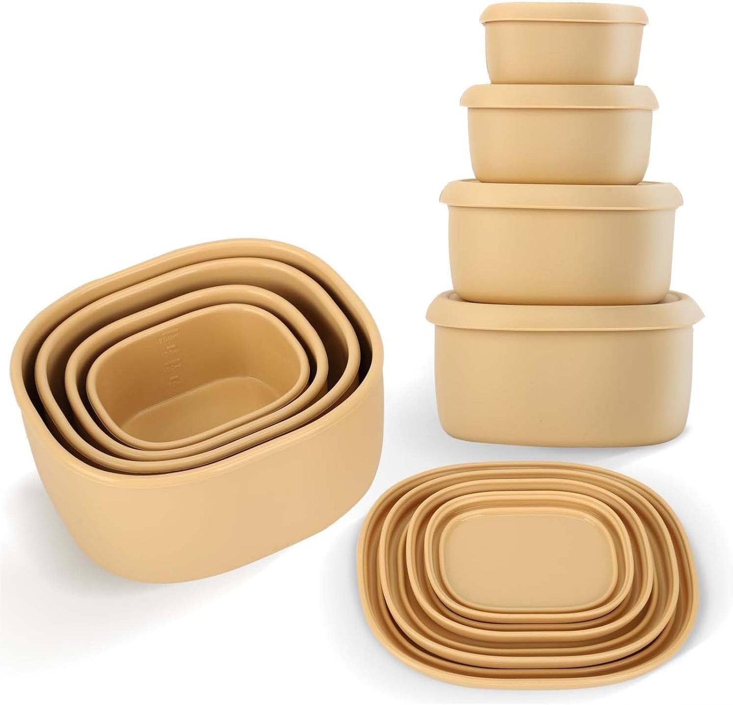 4 Pcs Silicone Food Storage Containers with Lids，BPA Free Reusable Silicone Storage Containers for Food Freezer Containers Freezer Dishwasher Safe (33.8oz, 20oz, 10oz, 6.7oz)