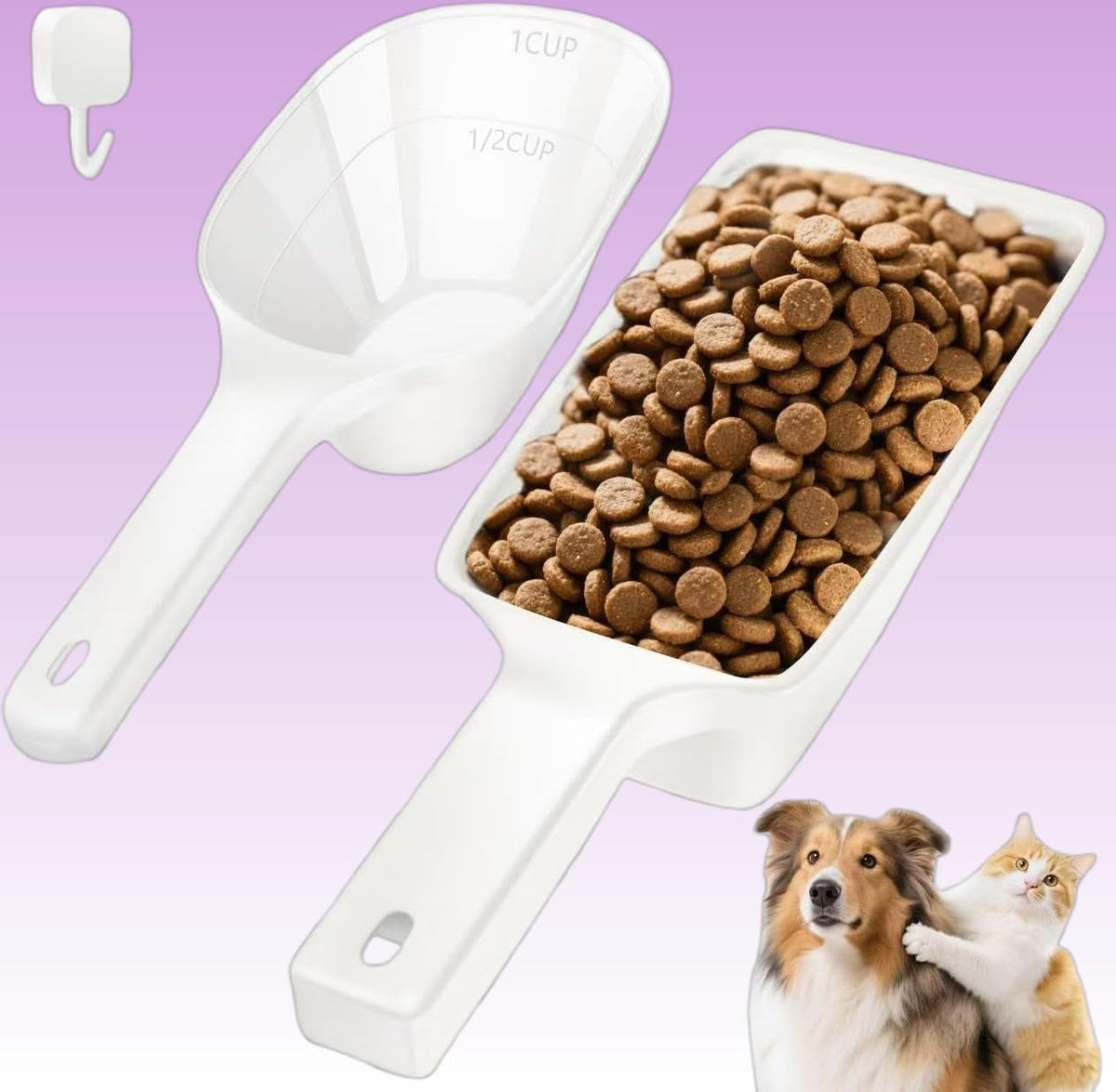 Food Scoop, Cup Capacity Dog Food Scooper With Measuring Lines For Dog, Puppy and Cat Coffee Bean Flour Scoop Set (Grey)