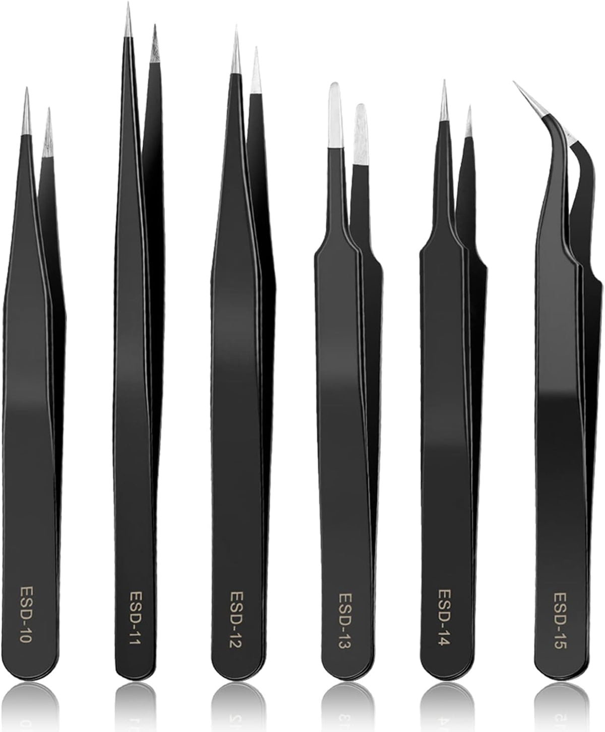 YHYZ Precision Tweezers Set, Premium Stainless Steel Anti-Static ESD Tweezes, Suitable for Tweezers, for Craft, Electronic, Soldering, Model, Hobby, Jewelry Making Laboratory