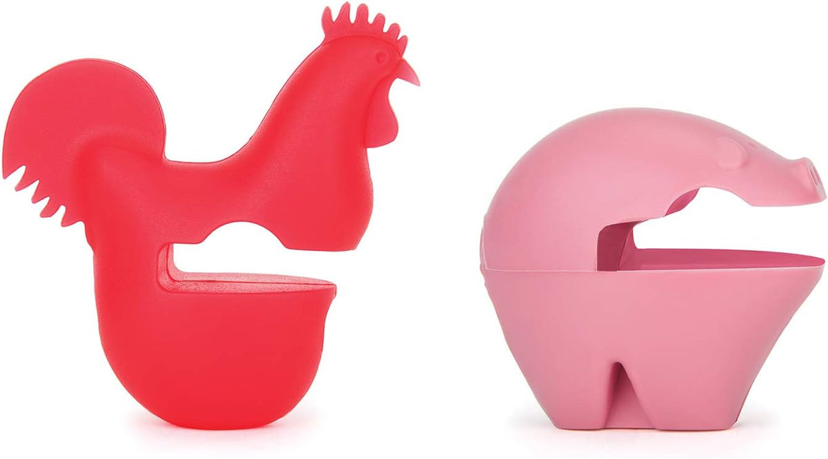 Fox Run Silicone Pot Clip Spoon Rest, Chicken, 2.5", Yellow