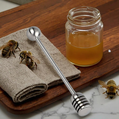 NiceGo Honey Dipper. Premium 304 Stainless Steel Honey Dipper Set, 6.3 Inch Kitchen Stirrer, 2 Pack Deep-Groove Honeycomb Sticks for Syrup, Molasses, and Sauces, Dishwasher Safe. 2 PCS in One Box.