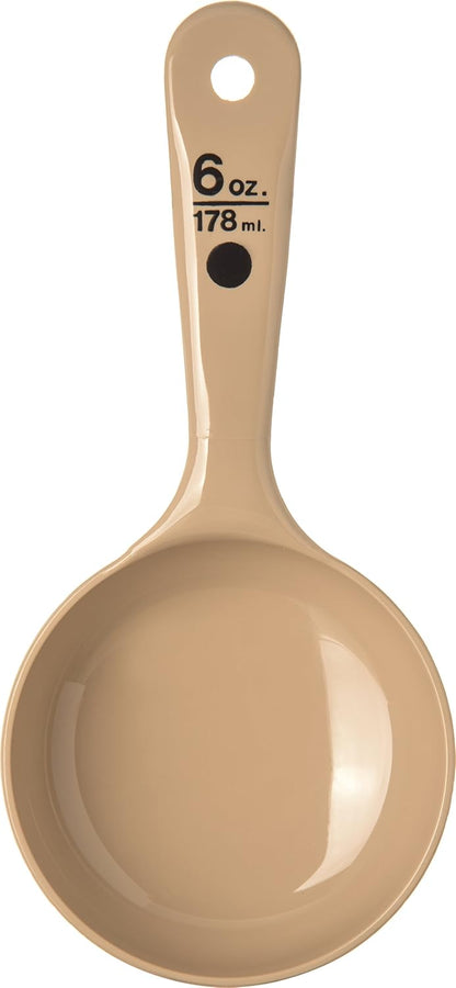 Carlisle FoodService Products Measure Miser Solid Spoon Measuring Spoon with Short Handle for Kitchens, Plastic, 4 Ounces, Beige
