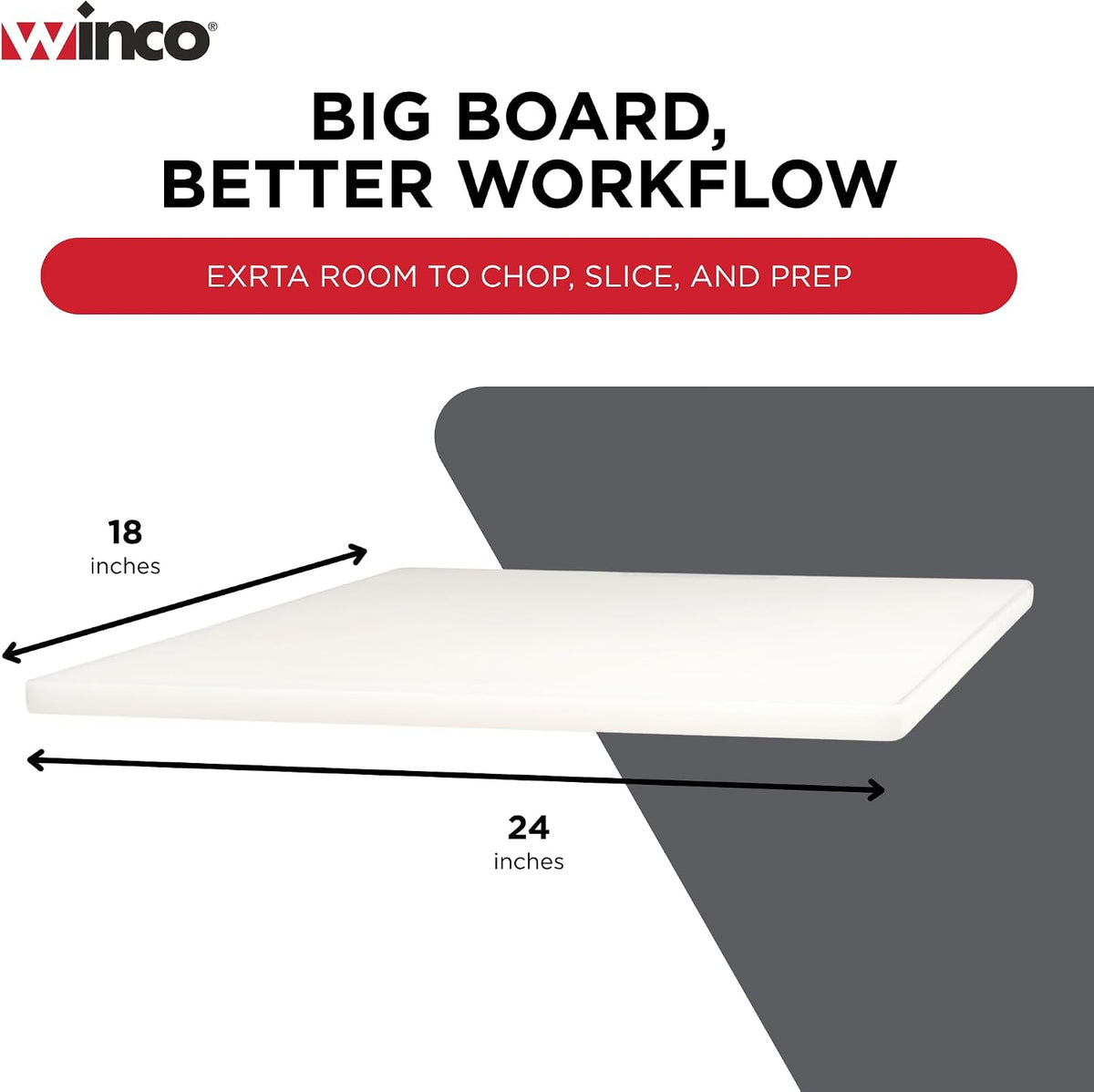 Winco CBWT-1830 Cutting Board, 18-Inch by 30-Inch by 1/2-Inch, White,Medium