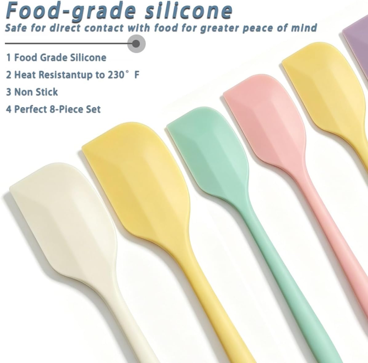 4 PCS Silicone Spatula,Rubber Spatula with Stainless Steel Core11 Inch Non-scratch Baking Cooking 8Inch Spatula Set Flexible Heat Resistant (Black)