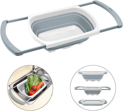 QiMH Collapsible Colander Strainer Set of 4-1 PC 6 Quart Expandable 2 PC 4 Quart(1 gal) and 1 PC 2 Quart(0.5 gal) - BPA Free & Dishwasher-safe Silicone Kitchen Foldable Strainer for Pasta, Veggies