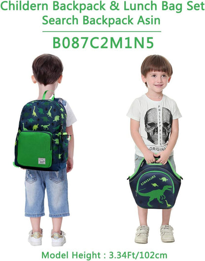 VASCHY Lunch Bag for Kids, Insulated Neoprene Lightweight Lunch Box Bag for Children Boys and Girls School Daycare Kindergarten Dinosaur