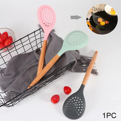 Slotted Spoons for Cooking, Nonstick Slotted Spoon Skimmers with Heat-Resisting Handle, Frying Spoons Strainer for Kitchen Cooking Draining Vegetable Frying(Black)