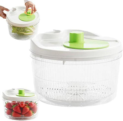 Salad Spinner, Manual Crank Fruit Washer Bowl With Drain Spout Serving Bowl
