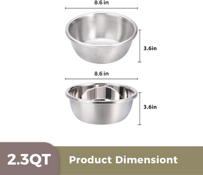 Colander and Bowl Set 6.0QT (2-in-1) - Thickened 304 Stainless Steel Kitchen Strainer Bowl for Fruit, Pasta, Vegetables, Rice - Heavy Duty, Induction Cooker & Dishwasher Safe