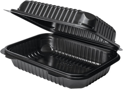 Karat FP-HC99PP-3CU 9"X 9" PP Hinged Containers 3 Compartment - (Case of 200)
