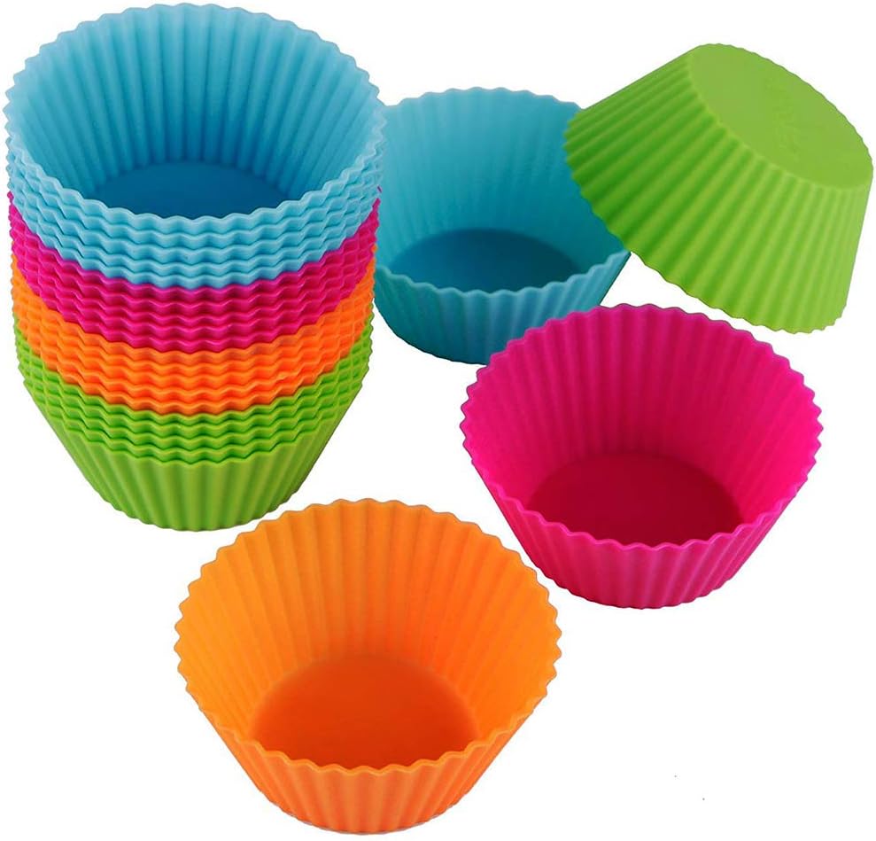Webake Jumbo Silicone Muffin Cups, 3.5 Inch Jumbo Silicone Baking Cups Reusable Cupcake Liners Nonstick Large Cake Cups Set Stand Alone Cupcake Holder, 12 Pack Auto Cup Holder Liner