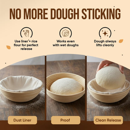 Banneton Bread Proofing Basket Set, 2 x Round 9 Inch Bread Proofing Baskets